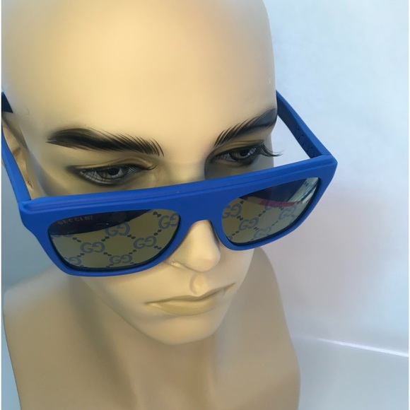 💯 Authentic - NEW Gucci GG1570S - 004 Blue Sunglasses - Picture 6 of 14